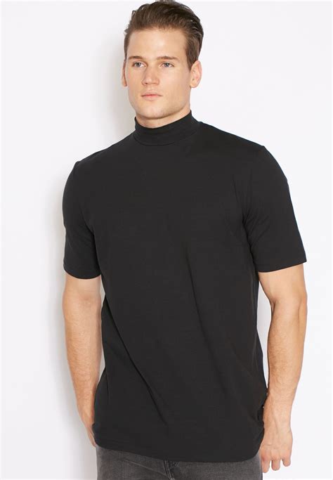 high neck t shirt men.